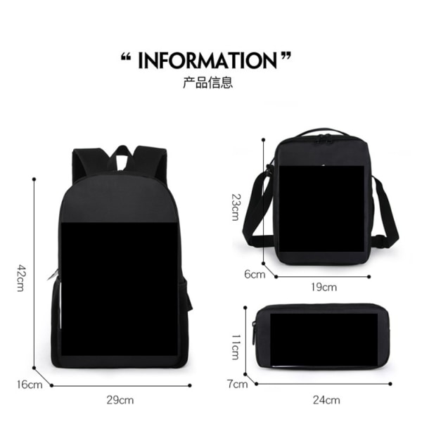 3-delt rygsæk, skuldertaske, penalhus med fodboldstjernen Lionel Messi P1 Backpack + Satchel
