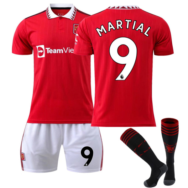 2022/23 Manchester United Hjemme fotballskjorte for barn V k MARTIAL 9 Kids 24(130-140CM)