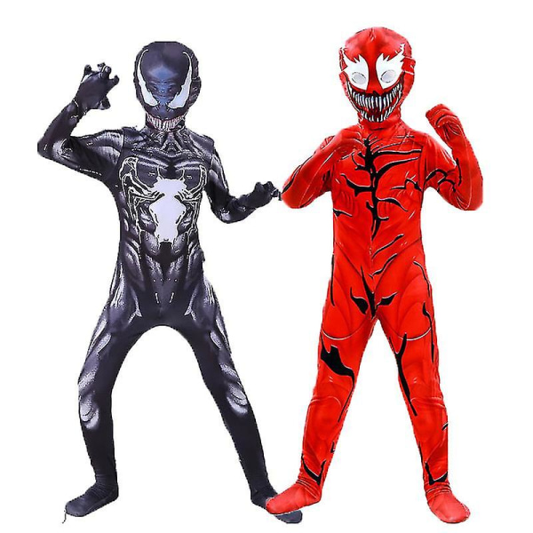 Halloween sort og hvid gift dreng Cosplay kostumesæt med masketøj Børnekostume Spiderboy Tight Clothes Dress H_a Sort Hvid 130 -1 Red Black 140