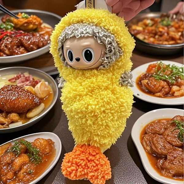 /NN/Sopii LABUBU:n ensimmäisen/kolmannen sukupolven söpöihin vaatteisiin, friteerattuihin katkarapuvauvan vaatteisiin (nukke ei sisälly BM Fried Shrimp Dress (Straight)