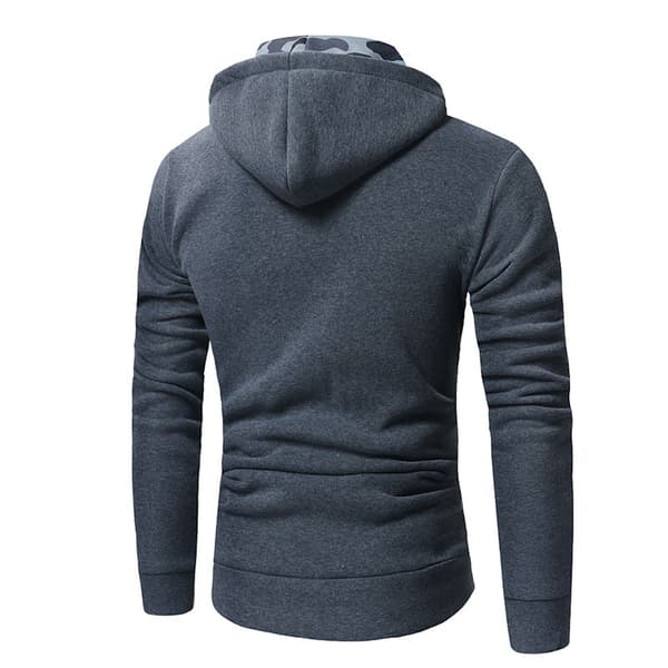 Herre Patchwork Hoodie Genser Pullover Hette Genser Knapp Frakk Topp H Dark Grey XXL