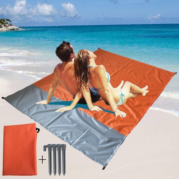 200x140cm Udendørs strandmåtte Campingmåtte Strandtilbehør H Orange