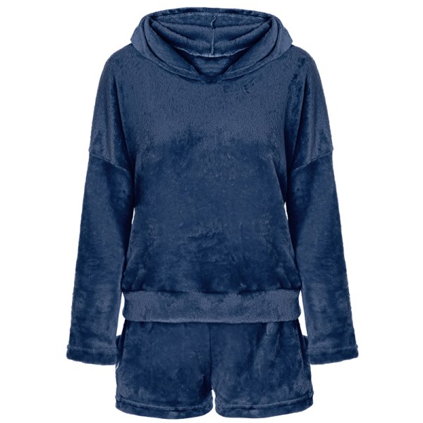 Kvinder fleece fluffy pyjamas natkjole natkjole sæt Blue S