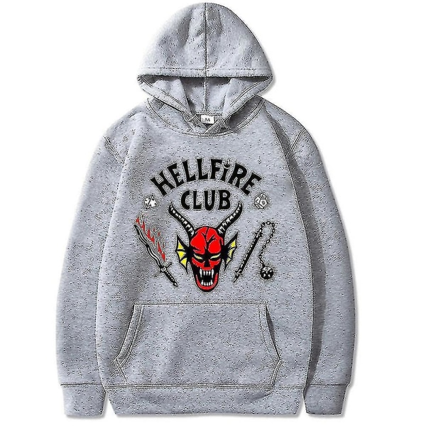 Things 4 The Hellfire Club Hoodie Halloween Kostume Hoodie Frakke Z - Grey 2XL