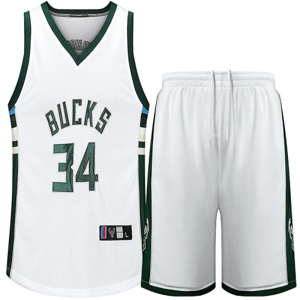 Bucks nr 34 Antetokounmpo Baskettrøje sæt white XL
