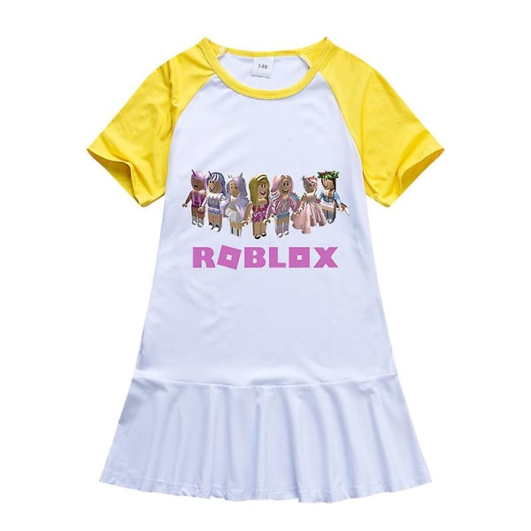 Roblox Barn Sommarklänningar För flickor Kjol Baby Flickor Kortärmad Fest Prinsessklänning Födelsedagsfest Present Barnkläder W 110 Yellow