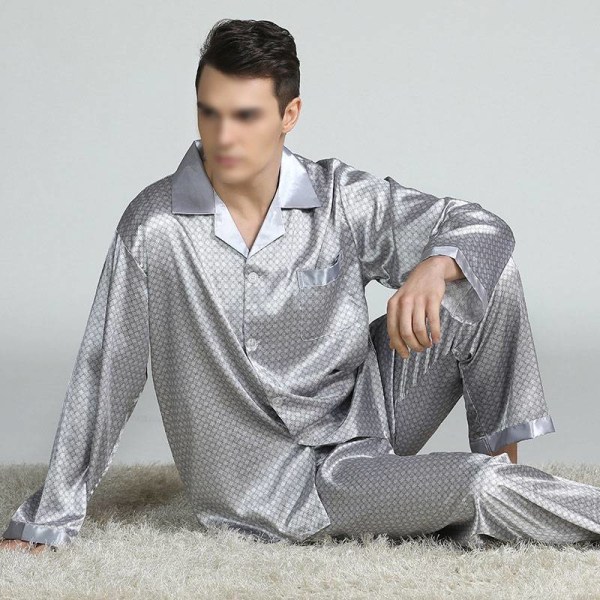 Pyjamassæt til mænd T-shirt ounge Underdele Bukser Nattøj jakkesæt Pjs Gray L