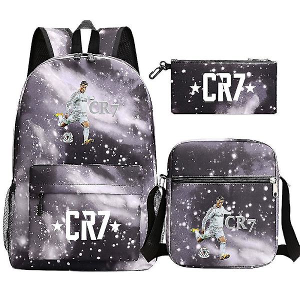 Fotball Ronaldo Cr7 Set - Skolevesker for jenter/gutter, reiseriggsekk for bærbar PC, ryggsekker for kvinner, skuldersekker & etui yz 4