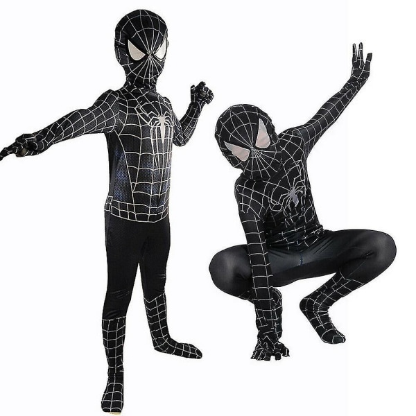 Cross-age Halloween Kostume Voksen Barn Sort Spider-Man Outfit Festkostume til Boys_m 120CM