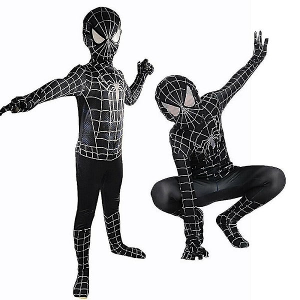 Ikärajaton Halloween-asu Aikuiset Lapset Musta Spider-Man-asu Juhla-asu pojille_m 120CM