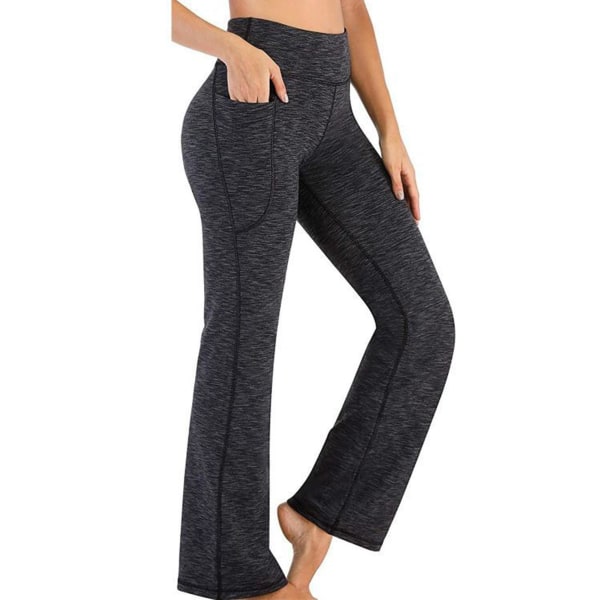 Naisten joogahousujen löysät leveät housujen taskut - gray M