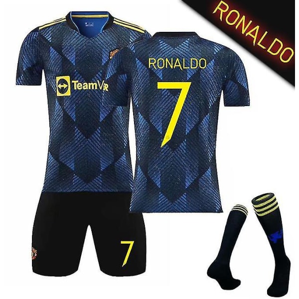 Champions League version två Borta Cristiano Ronaldo tröja nr 10 Rashford Mörkblå_1 Kid22(120-130cm)