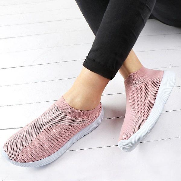 Naisten kävelykengät neulotut verkkokengät Slip On -kengät Andas matalat pumput rennot lenkkarit W Pink 40