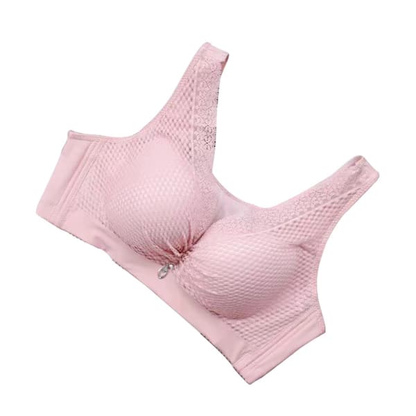 Trådløs BH Dame Pustende Push Up Bralette Jente Blonder Mesh Rosa Pink 36/80