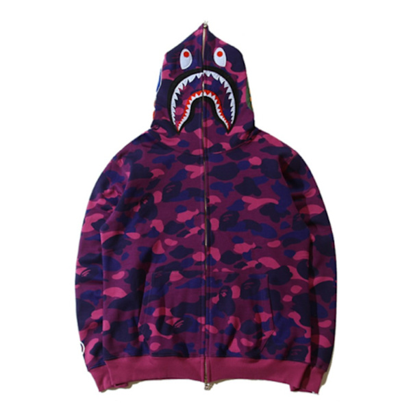Print med kamouflagetryck for mænd og kvinder, jakke - H Purple XXL