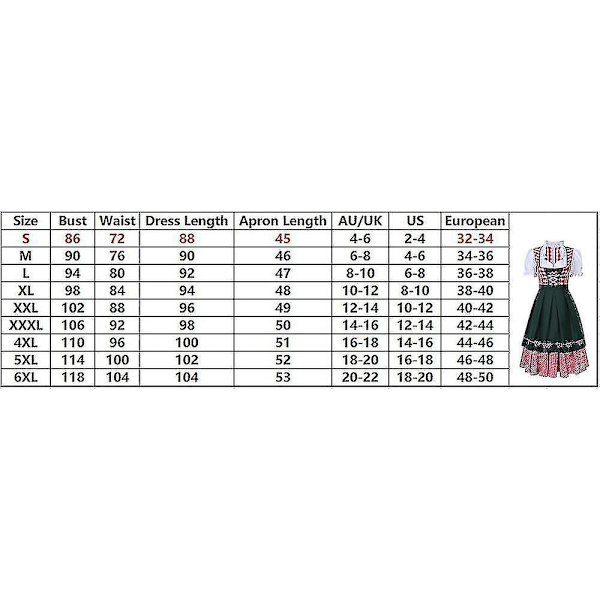 Kvinder Traditionel Oktoberfest-kjole tysk øl Wench Dirndl-kjole med forklæde Kostume Festkjole Xs-6xl Plus Size_b 4XL