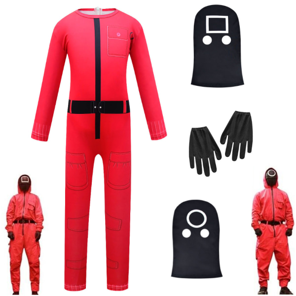 Barn Unisex Squid Game Jumpsuit Party Cosplay Kostym Outfit Y Round shape 140cm