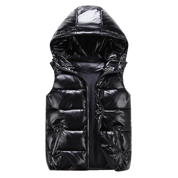 Sliktaa Unisex Blank Glansfull Vanntett Ermeløs Jakke Lett Puffer Vest Z Black 2XL