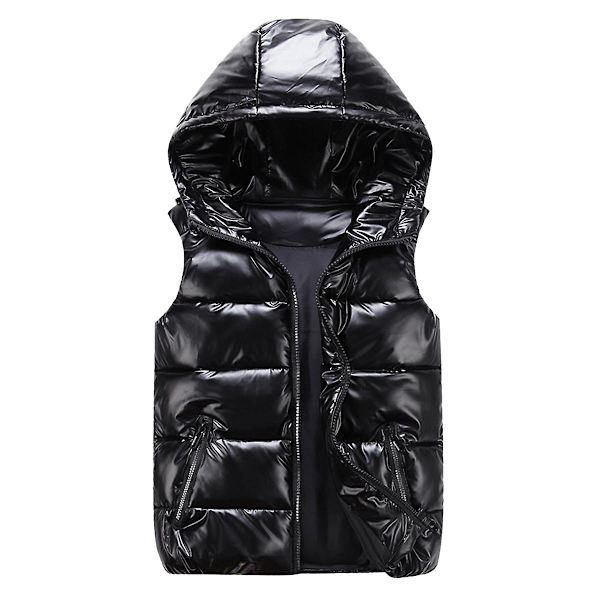 Sliktaa Unisex Shiny Vandtæt Ærmeløs Jakke Letvægts Puffer Vest Z Black M