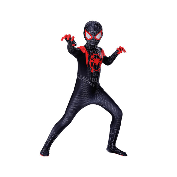 Kids Morales kostym Spider-Man，Iron Spider-Man Cosplay Halloween Set Miles 120cm