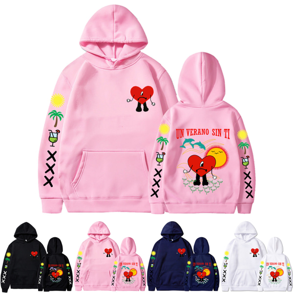 Ny album Bunny Merch Bad Bunny Un Verano Sin Ti Hoodie Coat Herre Dame - Pink L