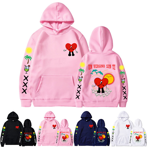 Nyt album Bunny Merch Bad un verano sin ti Hoodie Coat Herre Dame - Pink 2XL