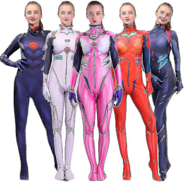 Anime Asuka Ly Soryu Rei Ayanami Kostym Asuka Jumpsuits Zentai Suit Suit Vuxna Barn _ai W Red Kid S(100-110cm)