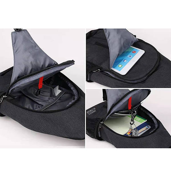 Crossbody Strap Rygsæk Sling Bag Rejse Vandring Brysttaske Rygsæk Mørk Sort Y