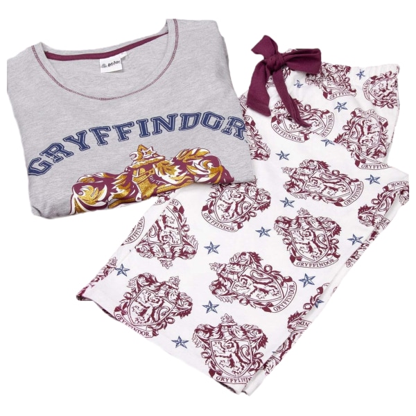 Harry Potter Dame/Dame Gryffindor Lang Pyjamas Sæt XL Grå/Hvid/Rødbrun Grey/White/Maroon S