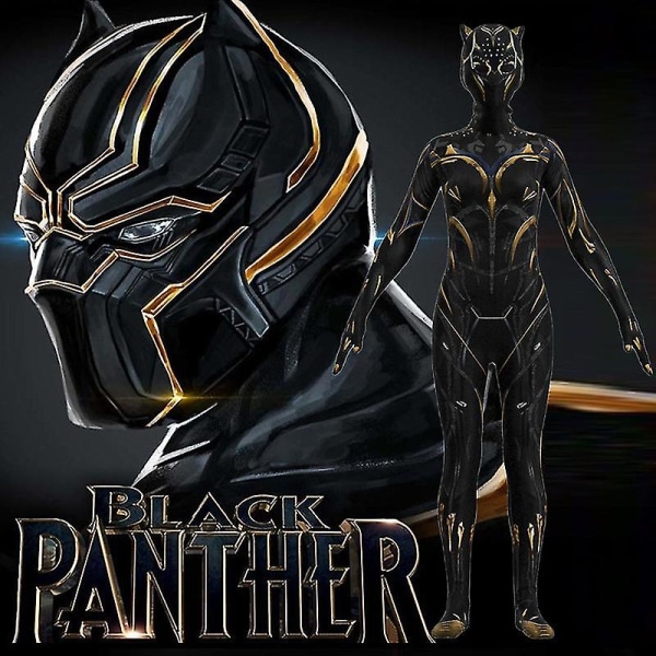 Black Panther 2 Kvinnlig Jumpsuit Halloween kostym, Cosplay 120cm