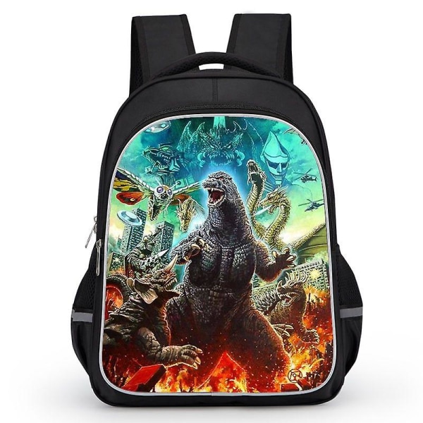 Godzilla Print School Bag Kids Waterproof Backpack # Y 1 M