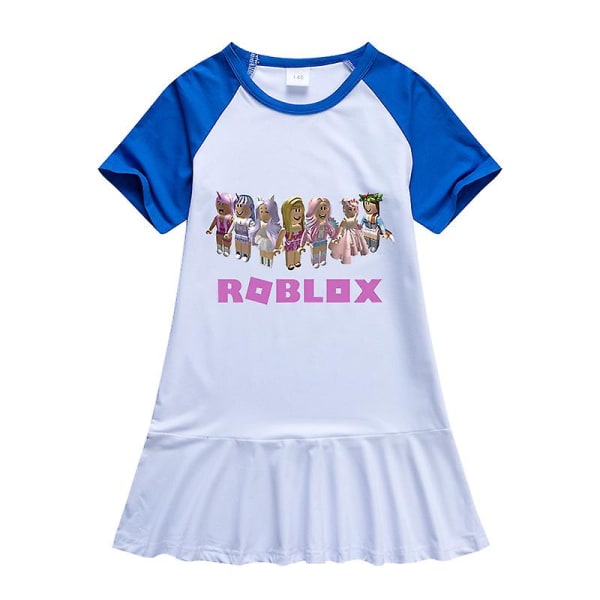 Roblox Barn Sommarklänningar För flickor Kjol Baby Flickor Kortärmad Fest Prinsessklänning Födelsedagsfest Present Barnkläder W 110 Black