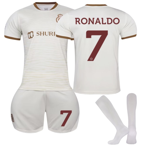 Al-Nassr tredje trøje 2023/24 Ronaldo #7 fodboldtrøje på udebane Børn Voksne 18(100-110CM)