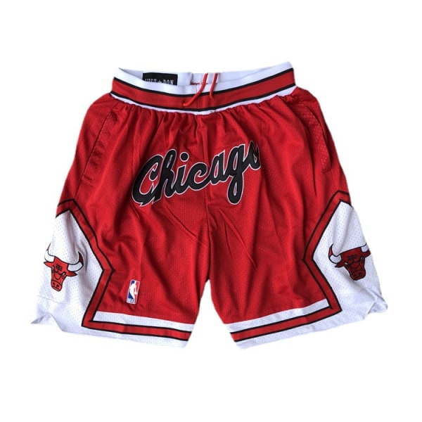 Nba Chicago Bulls Shorts Kirjailtu Urheilu Koripallo Shortsit Red L