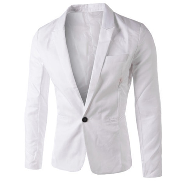 Män Kostym Slim Coat Kappa Top Formella affärsintervjumöte W white 2XL