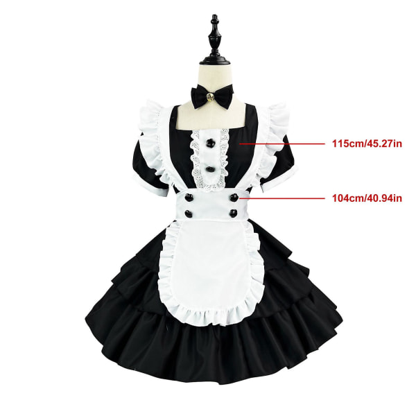 2023 Ny Lolita fransk pige kostume Kvinder Anime Forplade Outfit Bowknot Fest Fancy Dress W Black 4XL