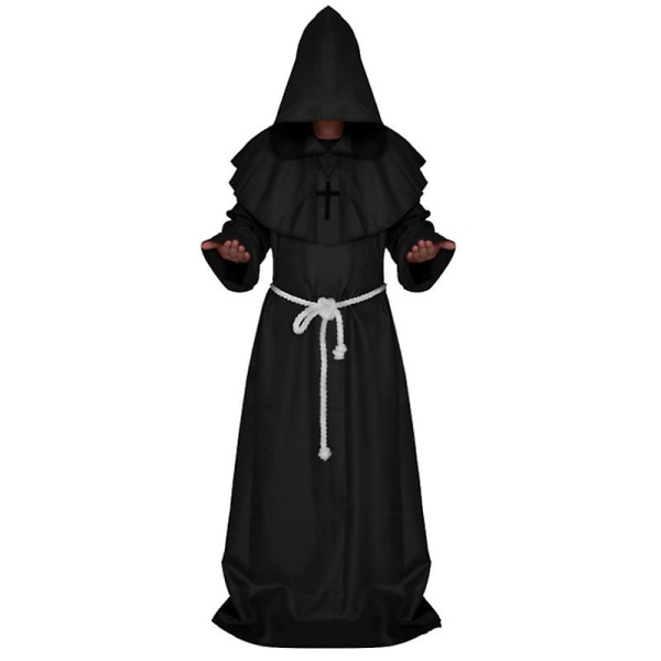 Vuxen munk mantel mantel, munk cosplay kostym W Black XL