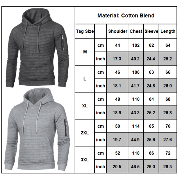 Ternet hættetrøje til mænd Udendørs Fritid Sport Løs frakke k Light gray 2XL