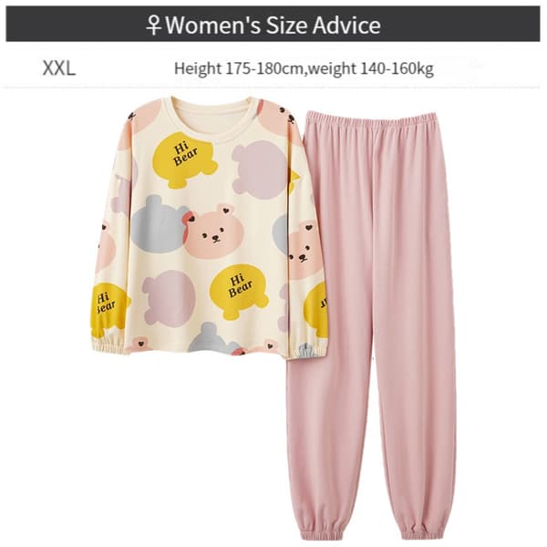 Pyjamas med lange ærmer i bomuld til kvinder til forår og efterår XXL