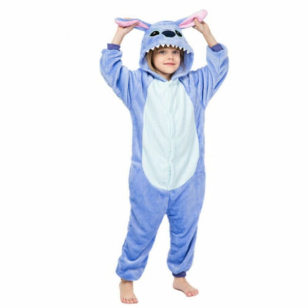 Animal Pyjamas Kigurumi Nightwear Costumes Adult Jumpsuit Outfit yz #2 Blue Stitch kids M(6-7Y)