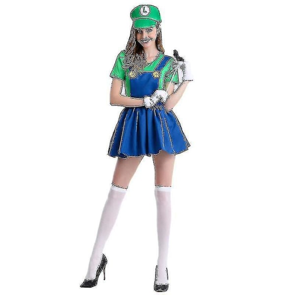 Vuxna kvinnor Super ario Luigi Bros Fancy Dress Damklänning W Green M