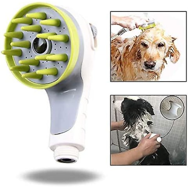 Handhållet duschhuvud för hund, duschspruta för husdjur med borste för hundar och katter