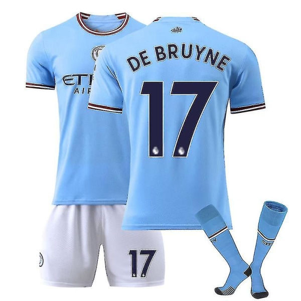 Haaland 9 Jersey hjemme 2022-2023 Ny sesong Manchester City Fc Fotball T-skjorter sett W 22 23 De Bruyne 17 Kids 16(90-100CM)