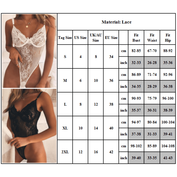 3ST Kvindelige sexede undertøj V-hals pyjamas Et stykke Perspektiv White(3PCS) M