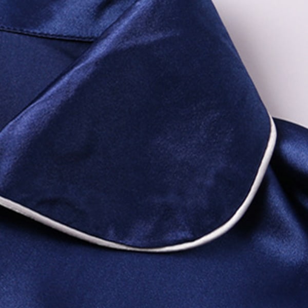 Naisten Yksivärinen Pyjamasetti Napit Design Yöasu Na  Blue XL