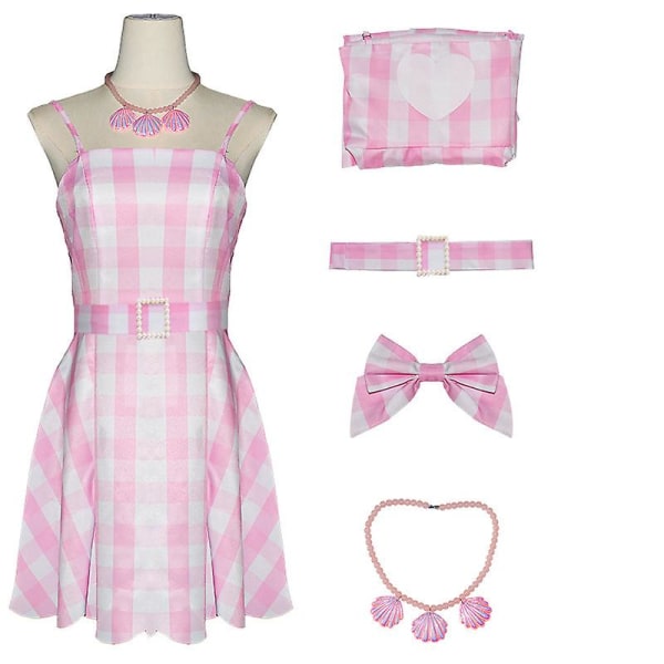 8-pakke jenter Barbie kostyme kjole antrekk for barn voksne med parykk rosa fest film cosplay Halloween kostyme Barbie kjoler med tilbehør M