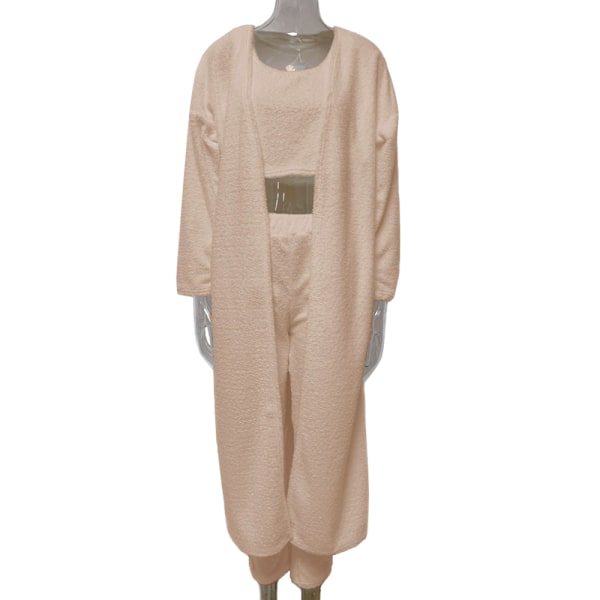 Women's Lounge Wear Set 3-delt treningsdresser Fleece Pyjamas Casual white XL