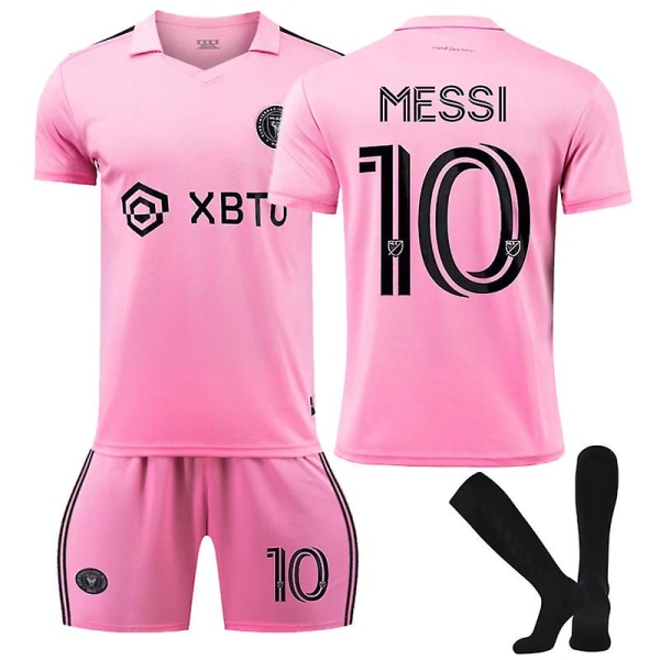 Inter Miami Lionel Messi #10 Fodboldtrøje Pakke T-shirt Goodies Fodbold pink 22