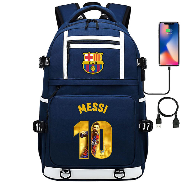 Messi Barcelona-trykt rygsæk rejsetaske Student skoletaske Vandtæt computertaske9 Y