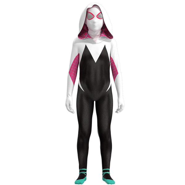 Ghost Spider-gwen Kostume Cosplay Kostume Fest Jumpsuit Monterede Børnetøj Spiderman Ansigtsmaling - 190cm
